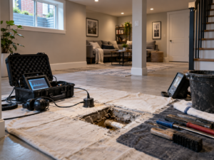 How Plumbers Diagnose Hidden Slab Leaks in Finished Basements in Philadelphia