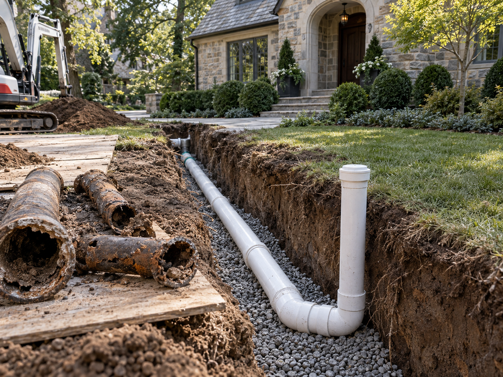 Replacing Aging Cast Iron Sewer Laterals in Main Line Properties in Main Line
